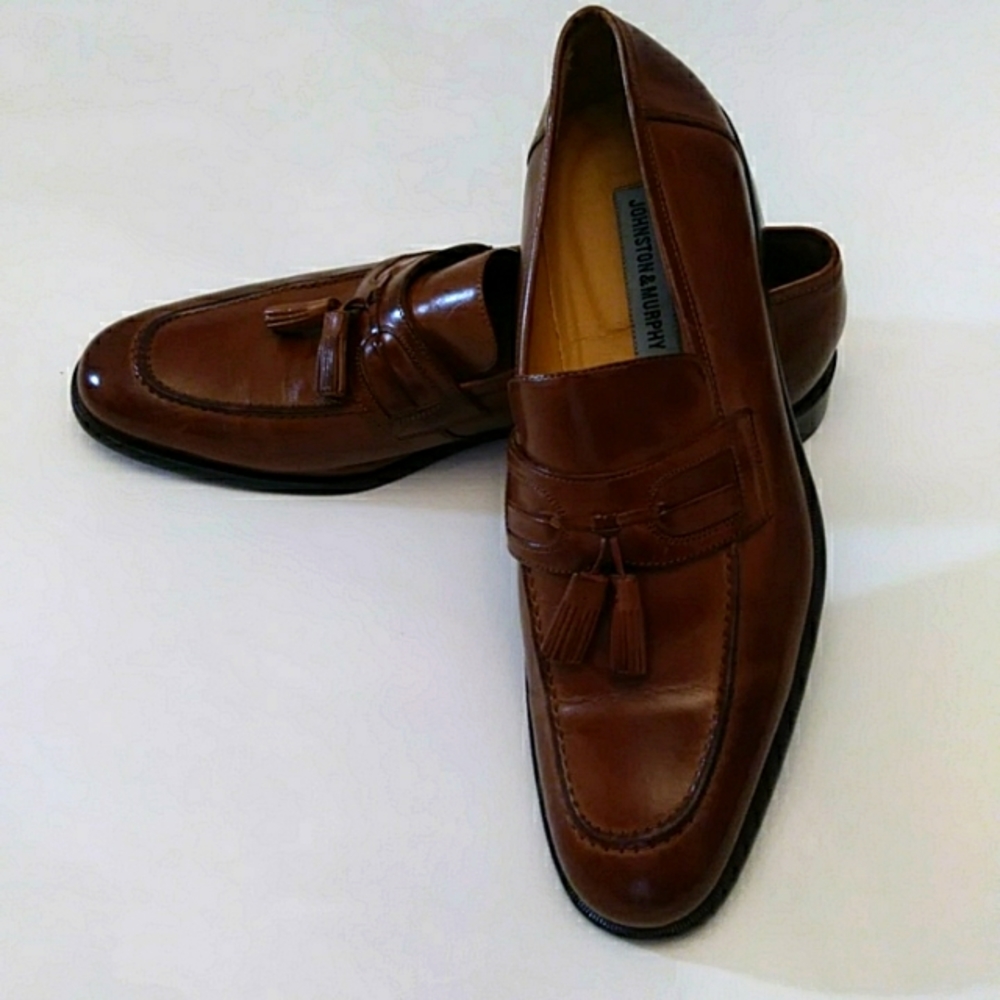 Johnston & Murphy Mens Tassel Dress Loafers 11.5 M In Tan Leather.